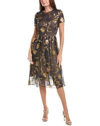 Oscar de la Renta - Floral Silhouette Silk-Blend Midi Dress - Lyst