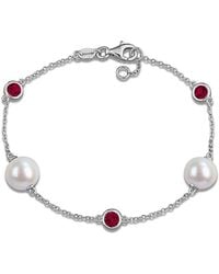 Rina Limor - 0.87 Ct. Tw. Gemstone & 8.5-9Mm Pearl Bracelet - Lyst