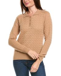Kier + J - Kier + J Cable Knit Wool & Cashmere-Blend Polo Sweater - Lyst