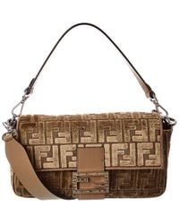 Fendi - Baguette Ff Jacquard Velvet & Leather Shoulder Bag - Lyst