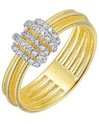Genevive Jewelry - Rachel Glauber 14K Plated Cz Mesh Design Ring - Lyst