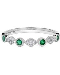 H.J. Namdar - 14K 0.25 Ct. Tw. Diamond & Emerald Stackable Ring - Lyst