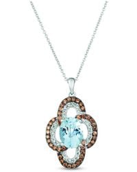 Le Vian - Le Vian 14k Vanilla Gold 1.89 Ct. Tw. Diamond & Aquamarine Pendant Necklace - Lyst