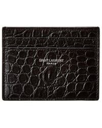 Saint Laurent - Croc-embossed Leather Card Case - Lyst