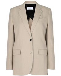 Ferragamo - Single Breasted Linen-Blend Blazer - Lyst