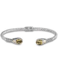 Samuel B. - 18k Over Silver 2.20 Ct. Tw. Green Amethyst Bangle Bracelet - Lyst