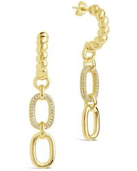 Sterling Forever - 14k Plated Cz Andi Drop Hoops - Lyst