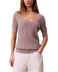 Calvin Klein - Fine Gauge Pointelle Top - Lyst