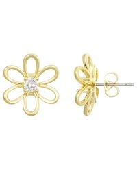 Adornia - 14K Plated Cz Flower Outline Stud Earrings - Lyst