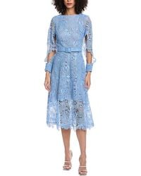 Oscar de la Renta - Bellflower Guipure Silk-Lined Midi Dress - Lyst