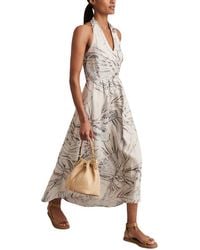 Reiss - Carla Palm Printed Linen Dress - Lyst