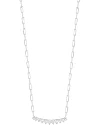 Glaze Jewelry - Silver Cz Small Bar Necklace - Lyst