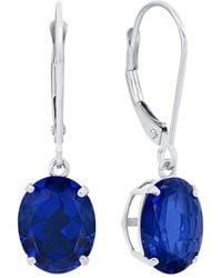 MaxColor - Silver 5.60 Ct. Tw. Lab-grown Blue Sapphire Dangle Earrings - Lyst