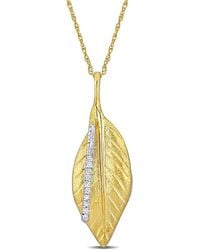 Rina Limor - 14k 0.05 Ct. Tw. Diamond Leaf Pendant Necklace - Lyst