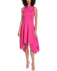 Oscar de la Renta - Bateau Neck Drape Knit A-Line Dress - Lyst