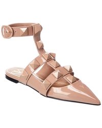 valentino roman stud ankle strap flat