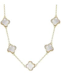 Adornia - 14K Plated Mother-Of-Pearl Clover Station Necklace - Lyst