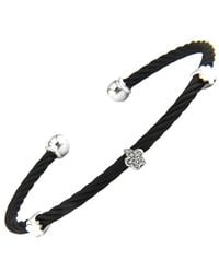 Diamond Select Cuts - Clover 14K & Stainless Steel 0.02 Ct. Tw. Diamond Bangle Bracelet - Lyst