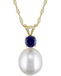 Pearls - 14K 0.30 Ct. Sapphire & 8-8.5Mm Freshwater Pearl Necklace - Lyst