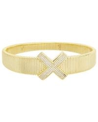 Juvell - Plated Cz Cuff Bangle Bracelet - Lyst