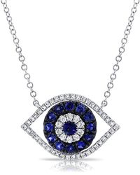 Sabrina Designs - 14k 0.61 Ct. Tw. Diamond & Sapphire Evil Eye Necklace - Lyst