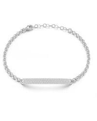 Glaze Jewelry - Rhodium Plated Cz Id Bracelet - Lyst