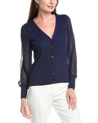 Tahari - Blouson Sleeve Rib Cardigan - Lyst