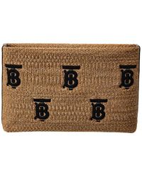 Burberry - Tb Leather-trim Pouch - Lyst