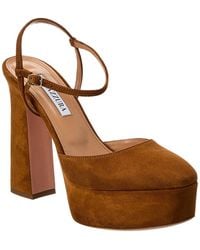 Aquazzura - Groove Plateau 120 Suede Platform Pump - Lyst
