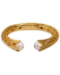 Ebru Jewelry - Cleopatra Plated 0.4In Pearl Cuff Bracelet - Lyst