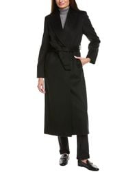 Sofiacashmere - Maxi Belted Shawl Collar Wool & Cashmere-Blend Coat - Lyst