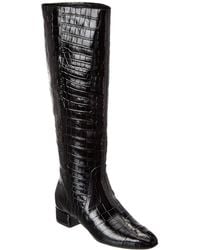 Veronica Beard - Cecile Croc-Embossed Leather Knee-High Boot - Lyst