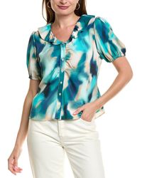 Nicole Miller - Ruffle Neck Blouse - Lyst