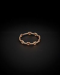 Italian Gold - 14k Italian Rose Gold Square Station Ring - Lyst