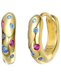 Rachel Glauber - 14K Plated Cz Hoop Earrings - Lyst