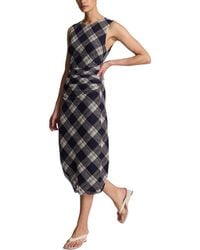 Kenneth Cole - Printed Mesh Side Ruched Midi Dress - Lyst