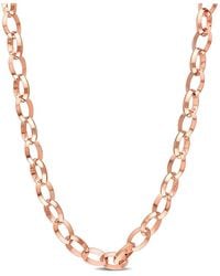 Italian Silver - 18K Rose Over Rolo Chain Necklace - Lyst