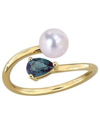 Rina Limor - Plated 0.60 Ct. Tw. Lab-Grown Gemstone & 6-6.5Mm Pearl Ring - Lyst