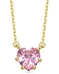 Rachel Glauber - 14K Plated Cz Solitaire Necklace - Lyst