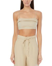 Onia - Air Linen-blend Foldover Cropped Top - Lyst