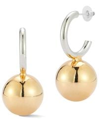 Glaze Jewelry - Plated Two-Tone Ball Hoop Earrings - Lyst