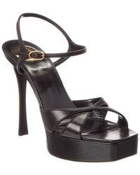 Saint Laurent - Debbie Leather Platform Sandal - Lyst