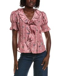 Tahari - Short Gathered Sleeve Ruffle Top - Lyst
