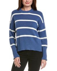 Hannah Rose - Drop Shoulder Stripe Crewneck Cashmere-Blend Sweater - Lyst