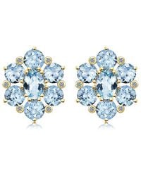 Nina Zhou Jewelry - 14K 7.12 Ct. Tw. Diamond & Aquamarine Cluster Earrings - Lyst