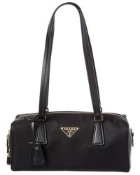 Prada - Medium Re-Nylon & Leather Top Handle Shoulder Bag - Lyst
