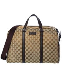 Gucci GG Canvas & Leather Tote Carry-on Duffel Bag - Brown