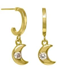 Rachel Reinhardt Jewelry - 14k Over Silver Cz Mini Moon Hoops - Lyst