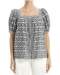 Max Studio - Square Neck Puff Sleeve Blouse - Lyst