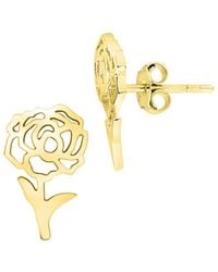 Sterling Forever - 14K Plated Birth Flower Stud Earrings - Lyst